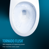 TOTO Drake WASHLET+ Two-Piece Elongated 1.28 GPF Universal Height TORNADO FLUSH Toilet with Auto Flush S7 Contemporary Bidet Seat, Cotton White, Vitreous China|Plastic, MW7764726CEFGA#01