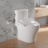 TOTO WASHLET+ Aquia IV Cube Two-Piece Elongated Dual Flush 1.28 and 0.9 GPF Toilet with C2 Bidet Seat, Cotton White, Vitreous China|Plastic, MW4363074CEMFGN#01