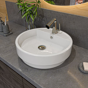 Alternate Image for ALFI brand 19.13" x 19.13" Round Drop In Porcelain Bathroom Sink, White, 1 Faucet Hole, ABC702