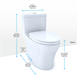 TOTO Aquia IV One-Piece Elongated Dual Flush 1.28 and 0.9 GPF Universal Height, WASHLET+ Ready Toilet, Ebony- Vitreous China, MS646124CEMFN#51