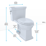 TOTO Promenade II One-Piece Elongated 1.28 GPF Universal Height Toilet with CEFIONTECT, Bone, Vitreous China, MS814224CEFG#03