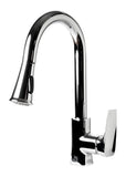 ALFI brand 1.8 GPM Lever Gooseneck Spout Touch Kitchen Faucet, Modern, Gray, Pull Down, Polished Chrome, ABKF3889-PC
