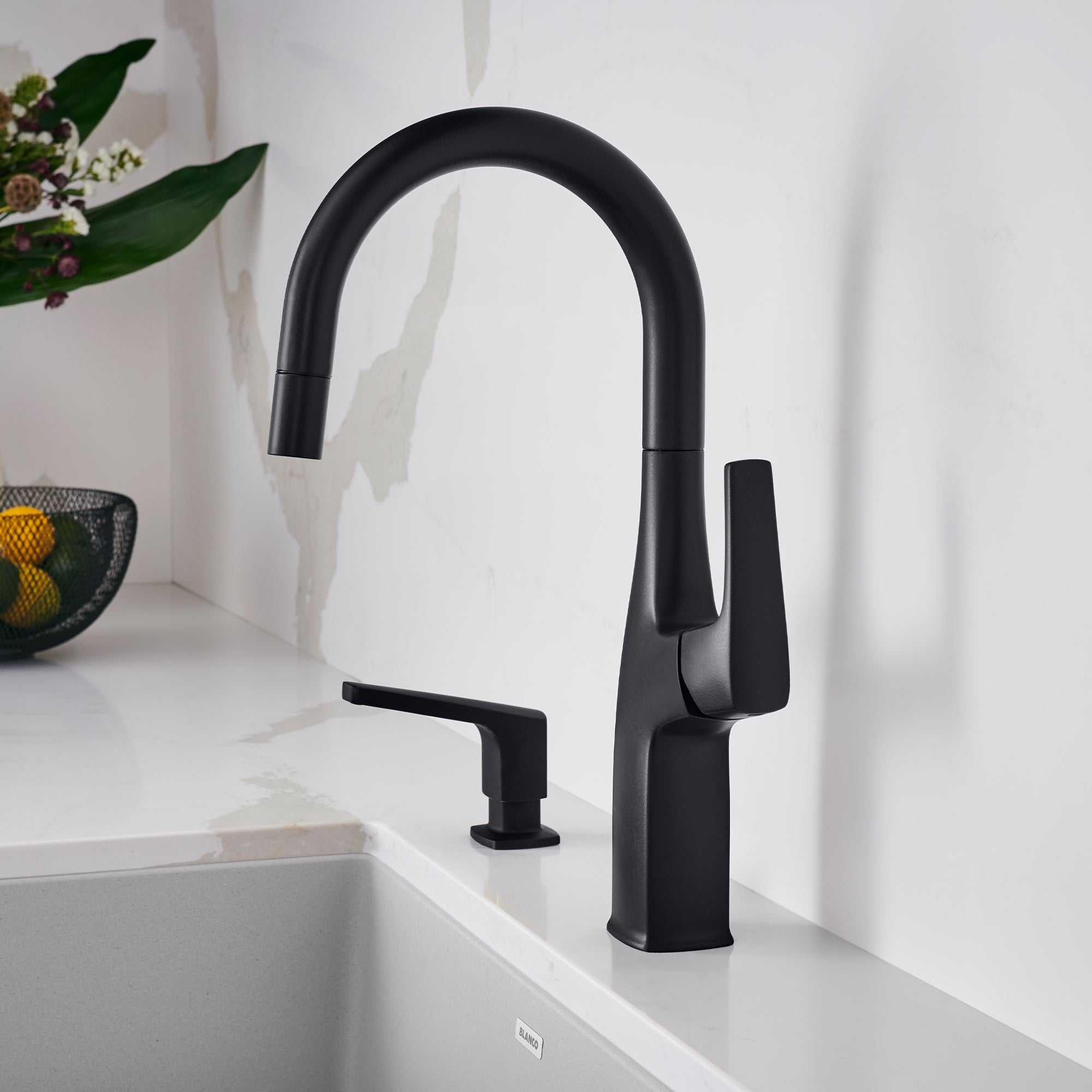 Blanco Rivana Pull-Down Bar Faucet, Matte Black, 1.5 GPM, Brass, 443021
