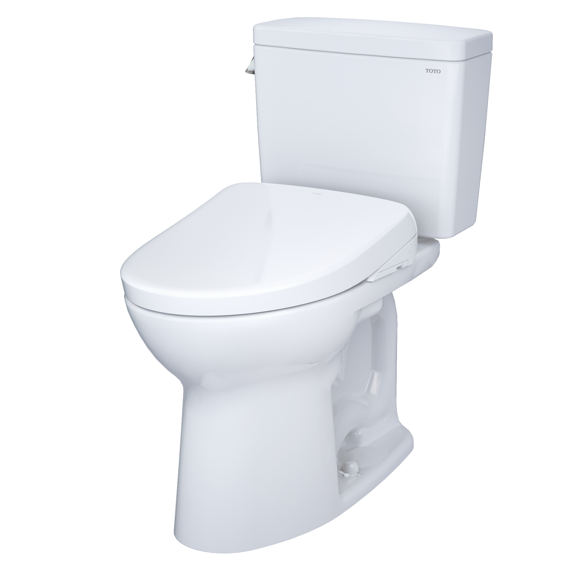 TOTO Drake WASHLET+ Two-Piece Elongated 1.6 GPF Universal Height TORNADO FLUSH Toilet with S7 Contemporary Bidet Seat, 10 Inch Rough-In, Cotton White, Vitreous China|Plastic, MW7764726CSFG.10#01