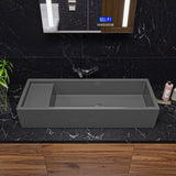 Alternative View of ALFI brand 39.4" x 14.6" Rectangle Above Mount or Semi Recessed Fireclay Bathroom Sink, Gray Matte, No Faucet Hole, AB39TRGM