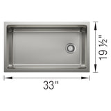 Blanco Inteos 33" Undermount Stainless Steel Workstation Kitchen Sink, Satin Polish, 18 Gauge, No Faucet Hole, 443300