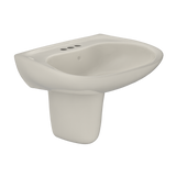 TOTO Prominence Oval Wall-Mount Bathroom Sink with CEFIONTECT and Shroud for 4 Inch Center Faucets, Sedona Beige, Vitreous China, LHT242.4G#12