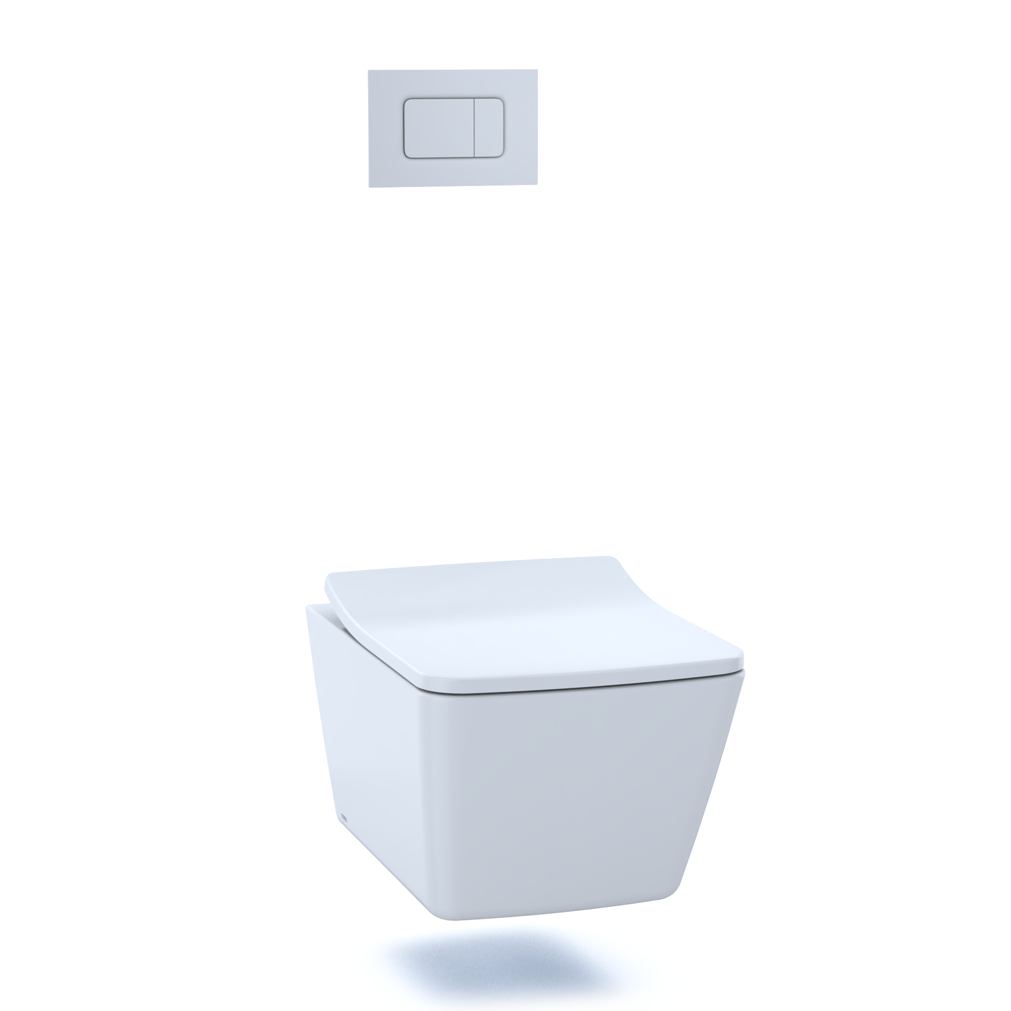 TOTO SP Wall-Hung Square-Shape Toilet and DuoFit In-Wall 1.28 and 0.9 GPF Dual-Flush Tank System with Copper Supply- Vitreous China|Urea Resin, White Matte, CWT449249CMFG#WH