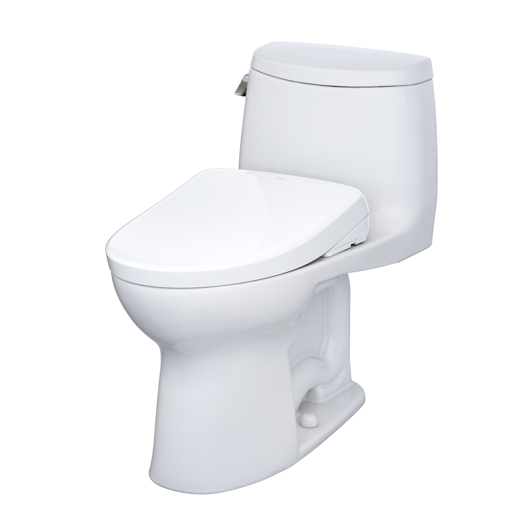 TOTO WASHLET+ UltraMax II One-Piece Elongated 1.28 GPF Toilet with Auto Flush WASHLET+ S7A Contemporary Bidet Seat, Cotton White, Vitreous China|Plastic, MW6044736CEFGA#01