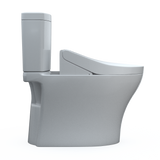 TOTO WASHLET+ Aquia IV Two-Piece Elongated Universal Height Dual Flush 1.28 and 0.9 GPF Toilet and WASHLET C5 Bidet Seat, Cotton White, Vitreous China|Plastic, MW4463084CEMFGN#01