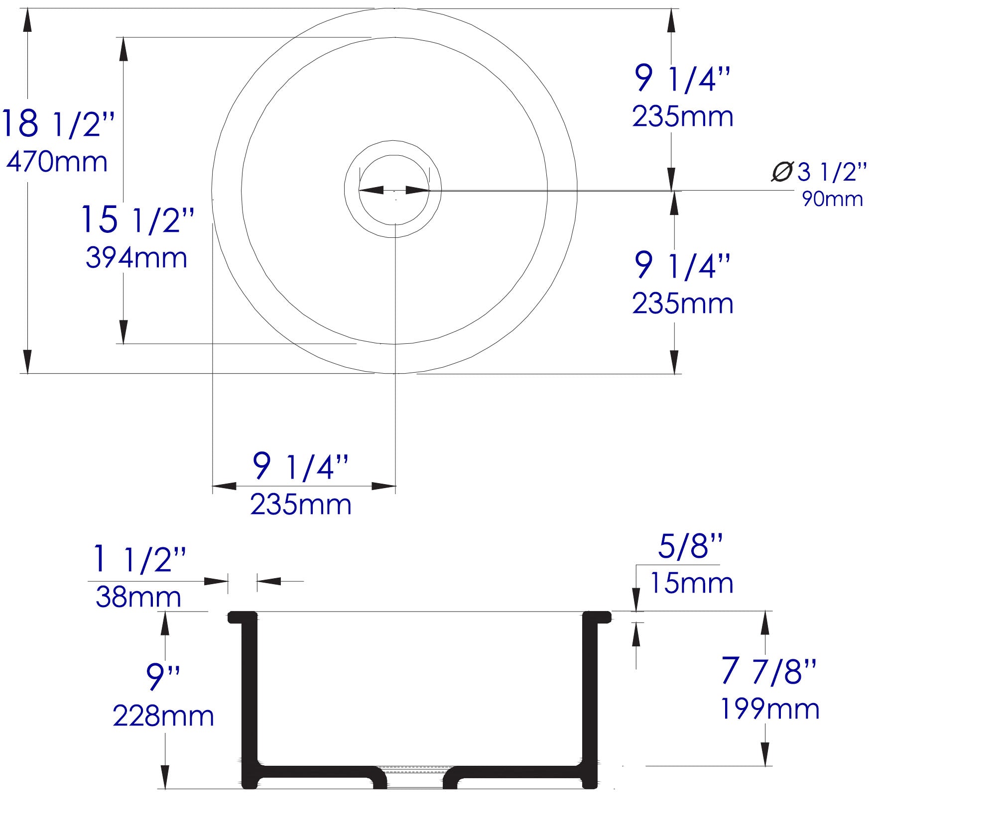 ALFI brand 19" Round Fireclay Bar/Prep Sink, Gray Matte, ABF1818R-GM