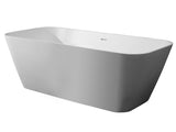 ALFI brand 68" Solid Surface Smooth Resin Free Standing Rectangle Soaking Bathtub, White Matte, AB9952