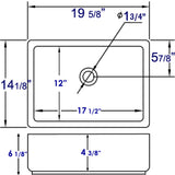 Eago 19.63" x 14.13" Rectangle Above Mount Porcelain Bathroom Sink, White, No Faucet Hole, BA131