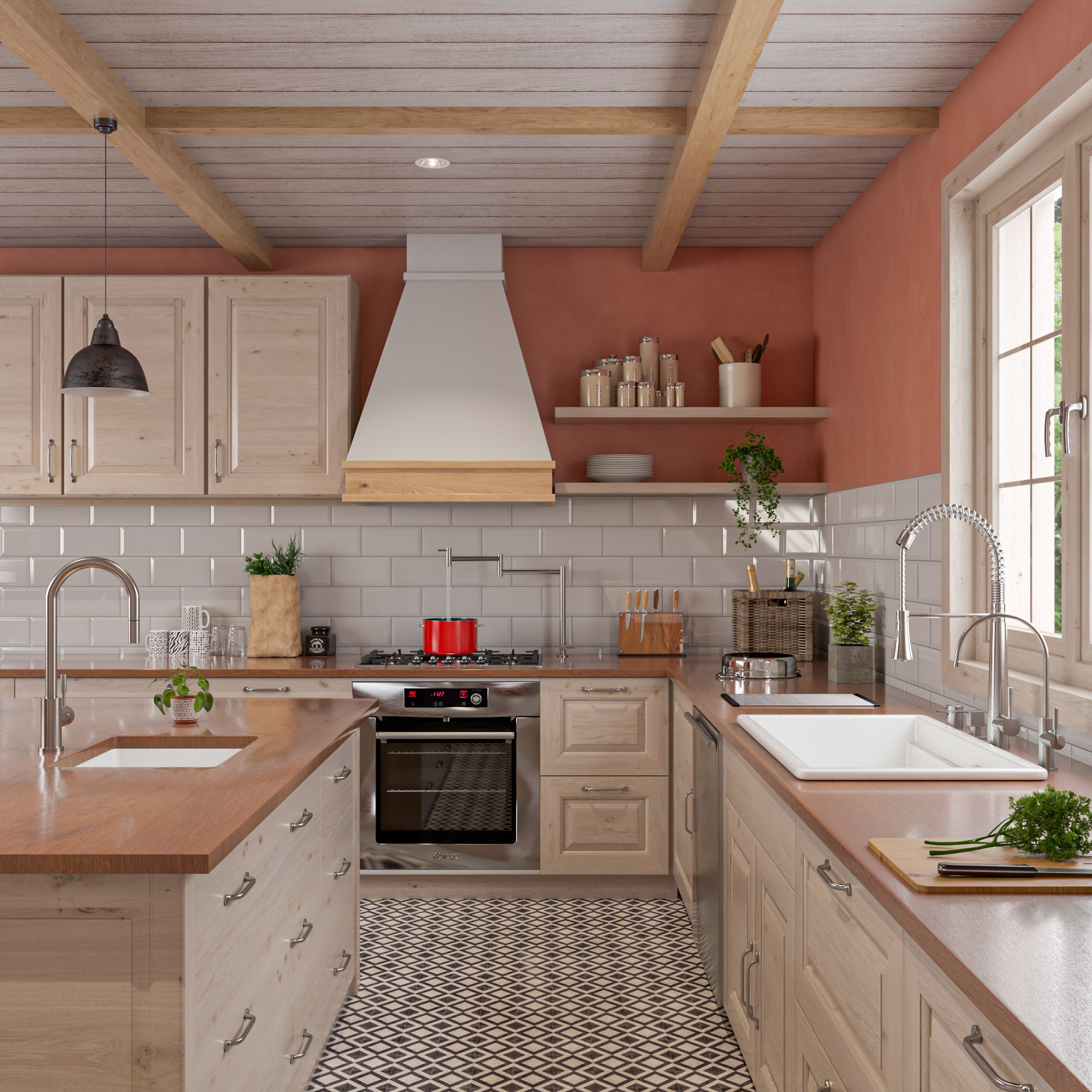 ALFI brand 32 fireclay workstation farmhouse step rim sink white product image