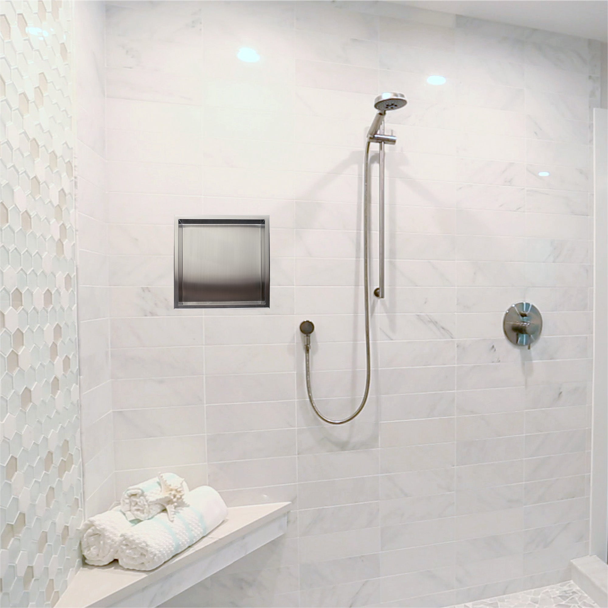 Alternate Image for ALFI brand ABN1616-BSS 16 x 16 Brushed Stainless Steel Square Single Shelf Bath Shower Niche, 20 Gauge