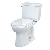 TOTO Drake Two-Piece Elongated 1.28 GPF Universal Height TORNADO FLUSH Toilet with CEFIONTECT and SoftClose Seat, WASHLET+ Ready, Cotton White, Vitreous China, MS776124CEFG#01