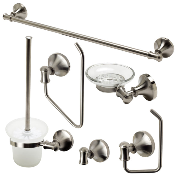 ALFI brand Brass, AB9521-BN Brushed Nickel 6 Piece Matching Bathroom Accessory Set