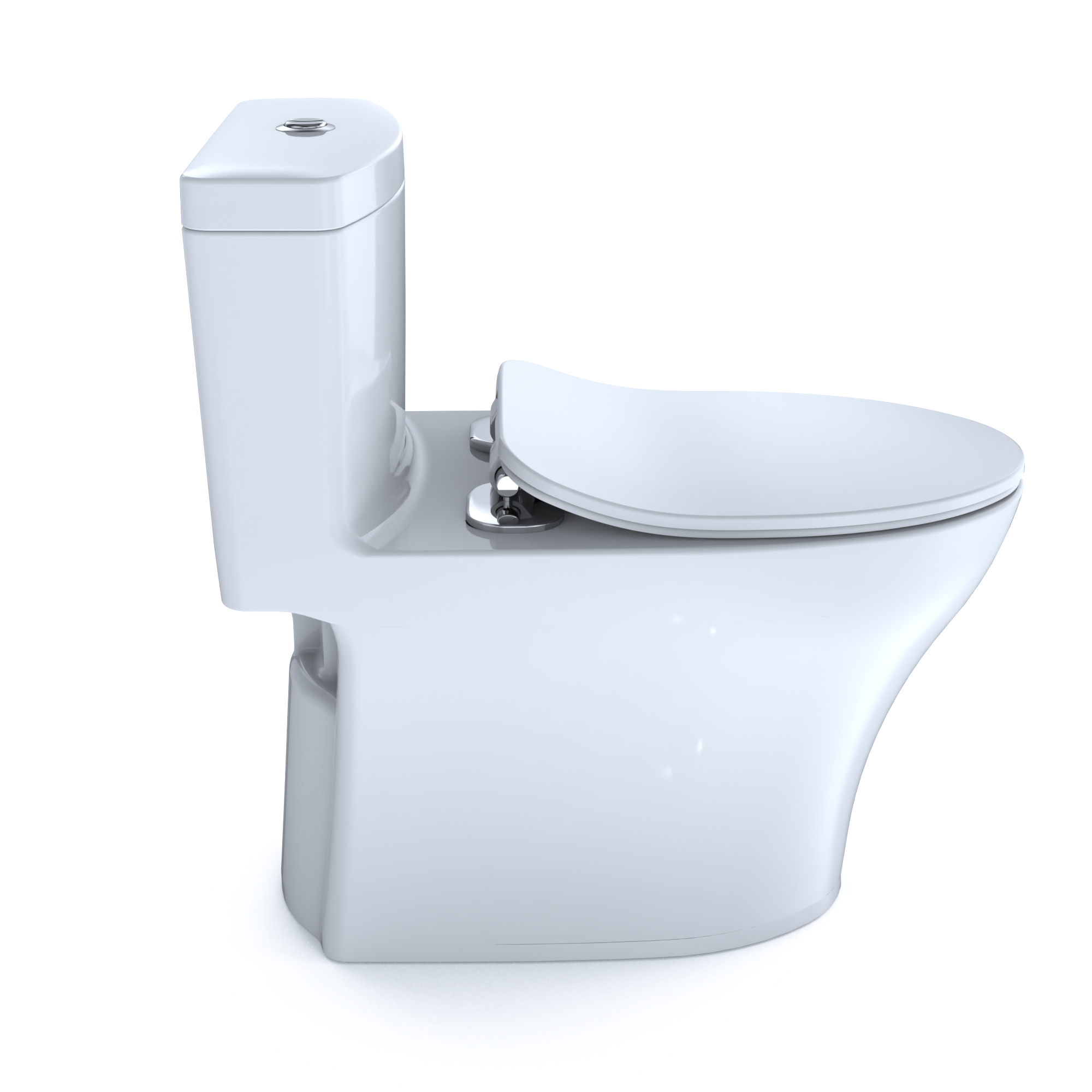 TOTO Aquia IV One-Piece Elongated Dual Flush 1.28 and 0.9 GPF Universal Height, WASHLET+ Ready Toilet with CEFIONTECT, Cotton White- Vitreous China, MS646234CEMFGN#01