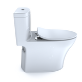 TOTO Aquia IV One-Piece Elongated Dual Flush 1.28 and 0.9 GPF Universal Height, WASHLET+ Ready Toilet with CEFIONTECT, Cotton White- Vitreous China, MS646234CEMFGN#01