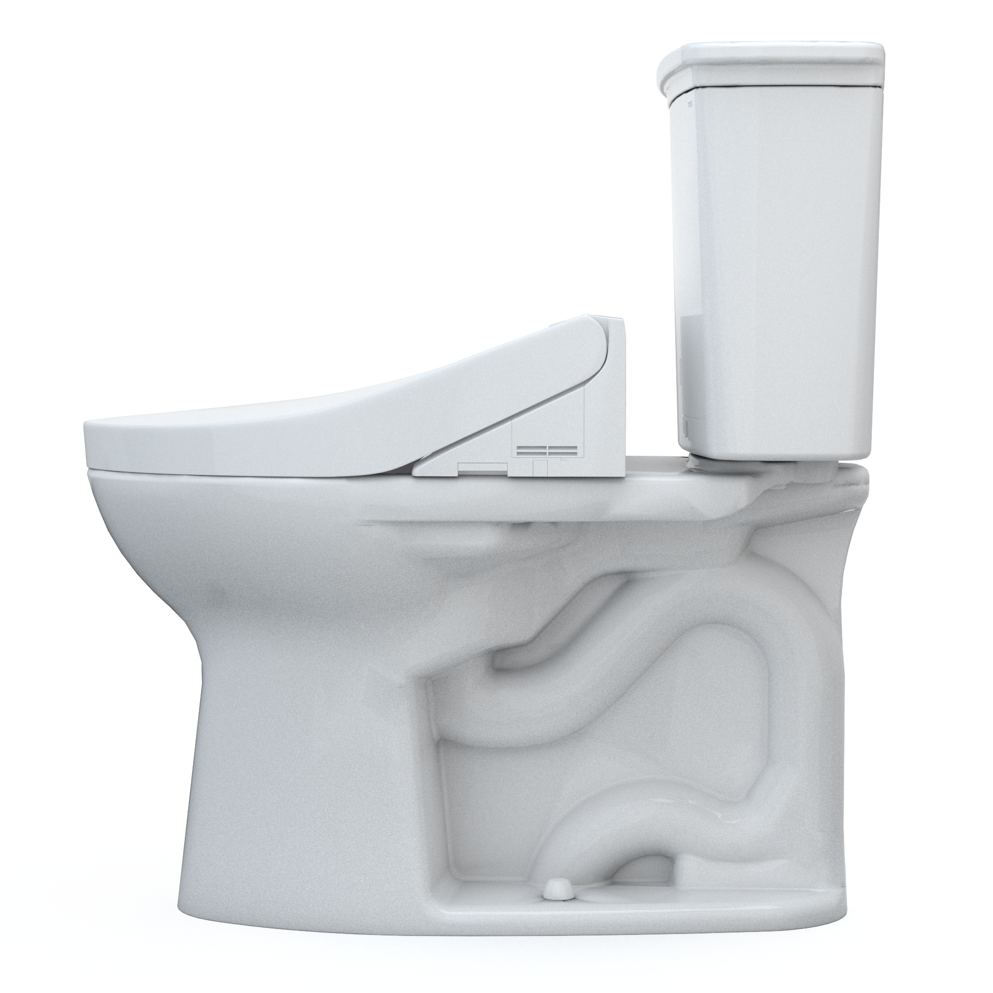TOTO Drake Transitional WASHLET+ Two-Piece Elongated 1.28 GPF Universal Height TORNADO FLUSH Toilet with C2 Bidet Seat, Cotton White, Vitreous China, MW7863074CEFG#01