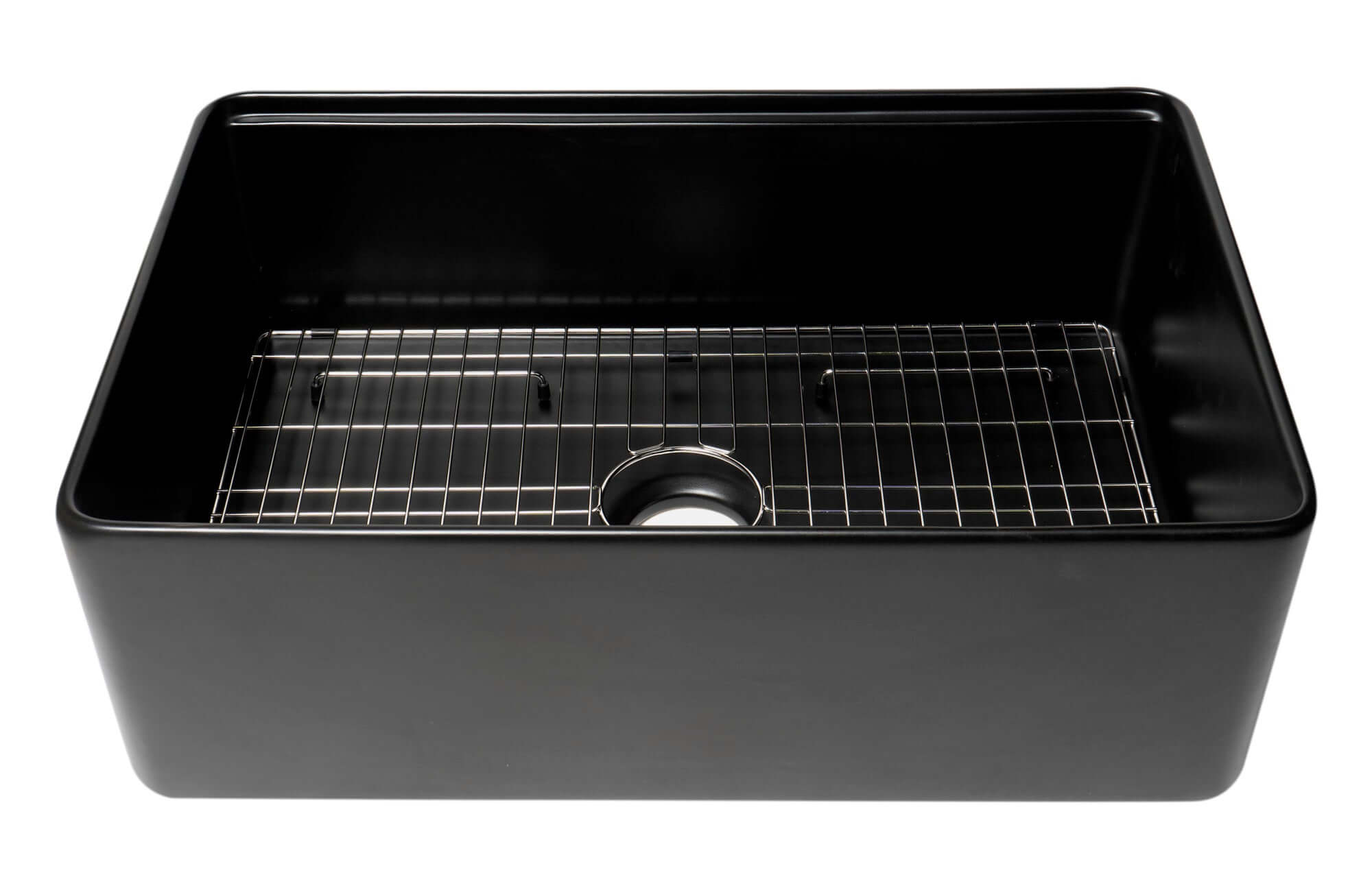 ALFI brand 30" Fireclay Workstation Farmhouse Step Rim Sink with Accessories, Black Matte, No Faucet Hole, ABFS3020-BM