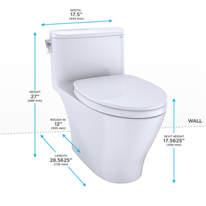 Alternate Image for TOTO Nexus One-Piece Elongated 1.28 GPF Universal Height Toilet with CEFIONTECT and SS124 SoftClose Seat, WASHLET+ Ready, Colonial White, Vitreous China, MS642124CEFG#11