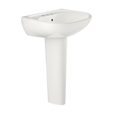 TOTO Supreme Oval Basin Pedestal Bathroom Sink with CeFiONtect for 4 Inch Center Faucets, Colonial White, Vitreous China, LPT241.4G#11