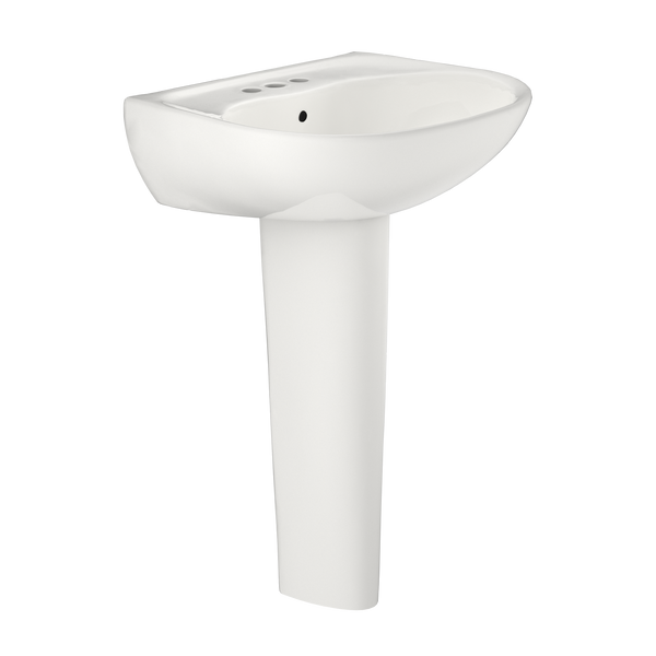 TOTO Supreme Oval Basin Pedestal Bathroom Sink with CeFiONtect for 4 Inch Center Faucets, Colonial White, Vitreous China, LPT241.4G#11