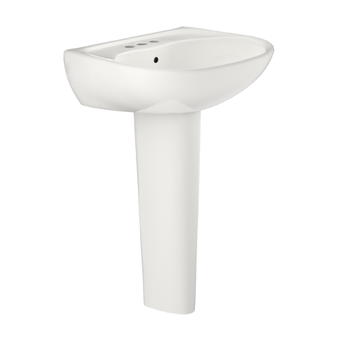 TOTO Supreme Oval Basin Pedestal Bathroom Sink with CeFiONtect for 4 Inch Center Faucets, Colonial White, Vitreous China, LPT241.4G#11