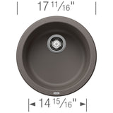 Blanco Rondo 18" Round Silgranit Bar/Prep Sink, Volcano Gray, No Faucet Hole, 527416