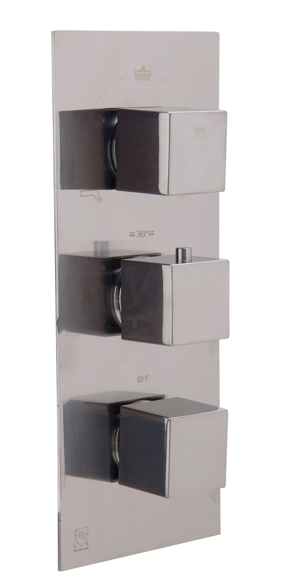 ALFI brand AB2801-BN Brushed Nickel Concealed 3-Way Thermostatic Valve Shower Mixer Square Knobs, Brass