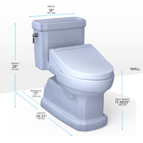 TOTO WASHLET+ Eco Guinevere Elongated 1.28 GPF Universal Height Toilet with C5 Bidet Seat, Cotton White, Vitreous China|Plastic, MW9743084CEFG#01