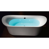 Eago 75" Acrylic Free Standing Oval Air Bubble Bathtub, White, AM1900