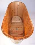 ALFI brand 63" Cedar Wood Free Standing Oval Bathtub, Natural Wood, AB1105