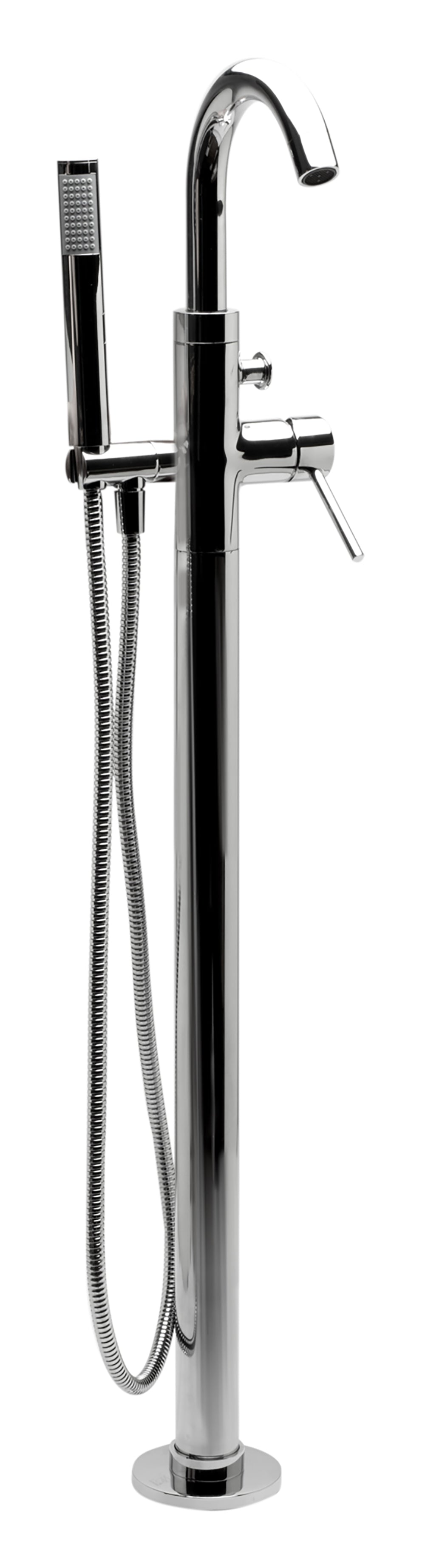 ALFI brand Brass, AB2534-PC Polished Chrome Single Lever Floor Mounted Tub Filler Mixer w Hand Held Shower Head