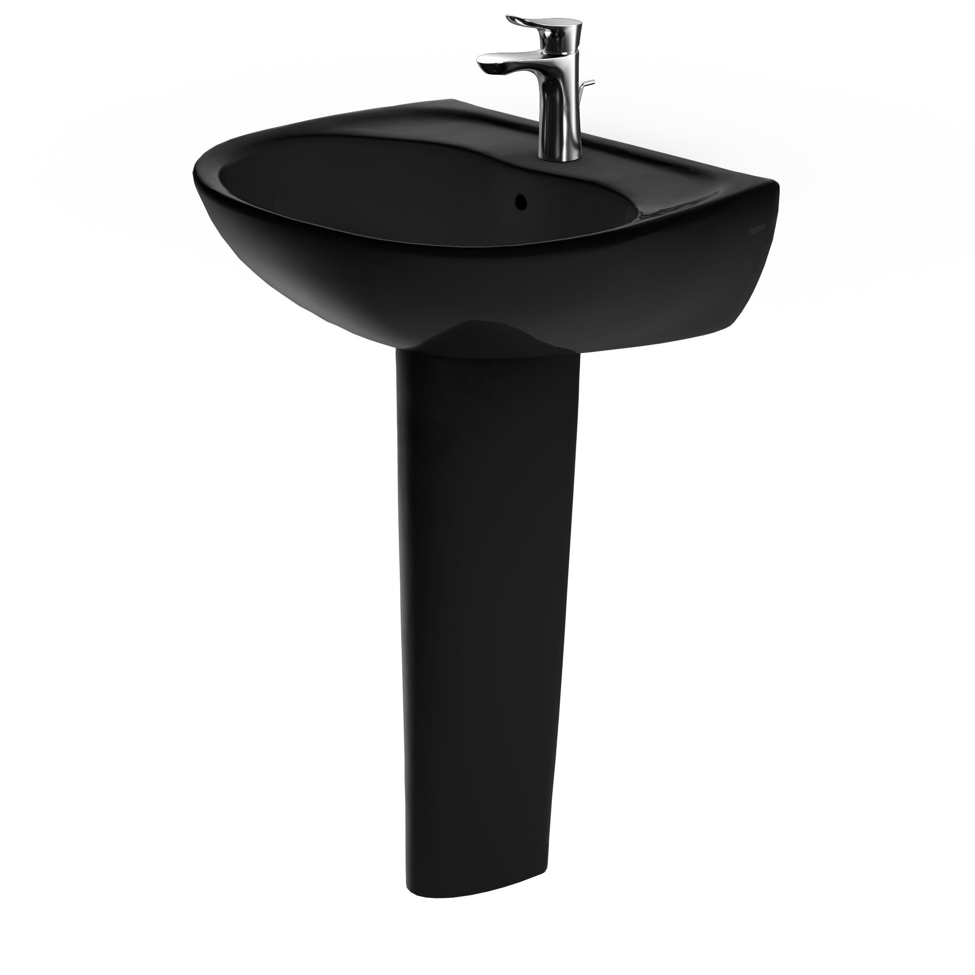 TOTO Supreme Oval Basin Pedestal Bathroom Sink for Single Hole Faucets, Ebony, Vitreous China, LPT241#51