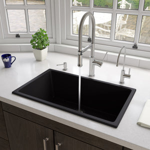 Alternate Image for ALFI brand 30" Dual Mount Fireclay Kitchen Sink, Black Matte, No Faucet Hole, AB3018UD-BM