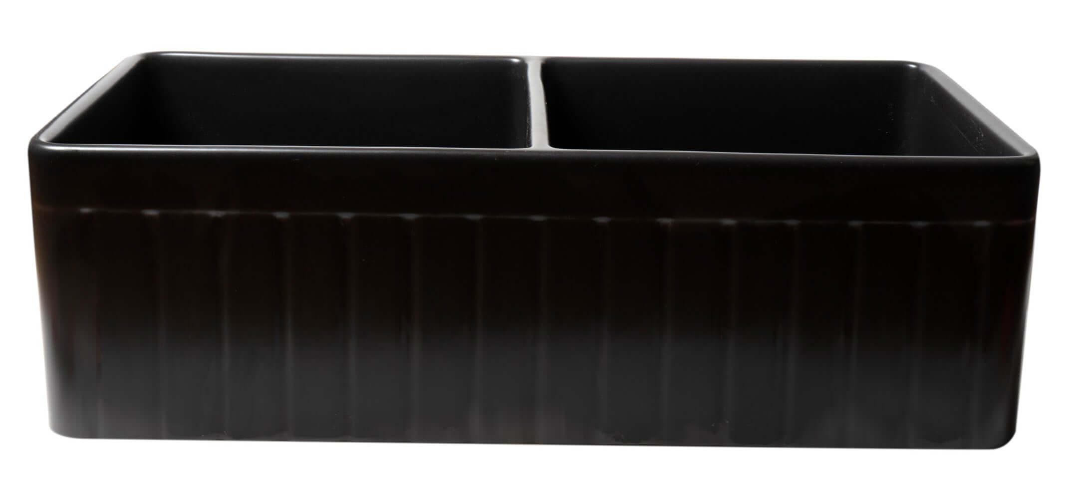 ALFI brand 33" Fireclay Farmhouse Sink, 50/50 Double Bowl, Black Matte, No Faucet Hole, ABF3318D-BM