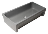 ALFI brand 35.5" x 17.75" Rectangle Above Mount or Semi Recessed Fireclay Bathroom Sink, Gray Matte, No Faucet Hole, AB36TRGM