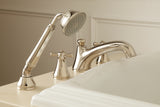 TOTO Vivian Two Cross Handle Deck-Mount Roman Tub Filler Trim with Hand Shower, Polished Chrome, Brass, TB220S#CP