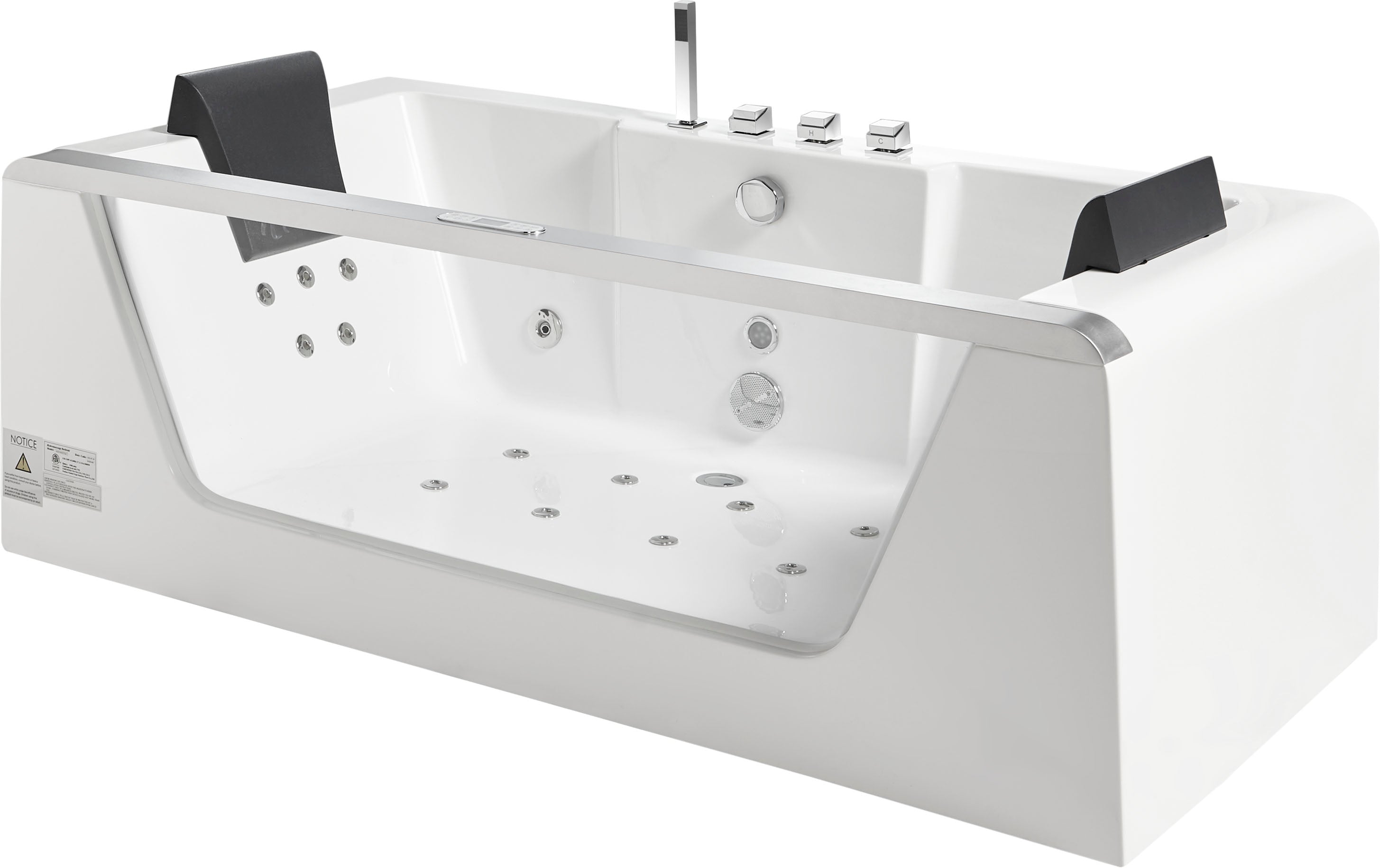 Eago 71" Acrylic Corner Rectangle Bathtub, White, AM196ETL