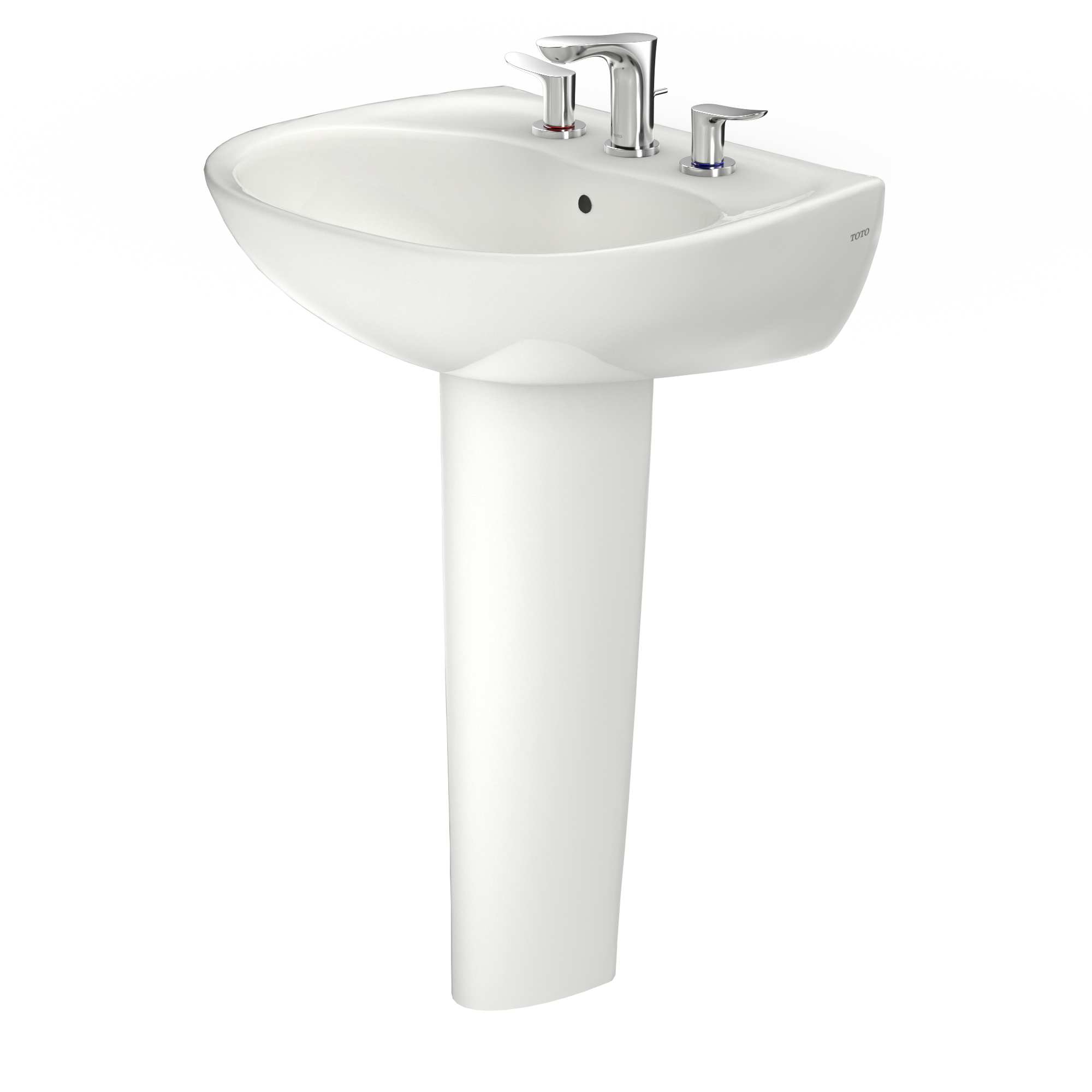 TOTO Supreme Oval Basin Pedestal Bathroom Sink with CeFiONtect for 8 Inch Center Faucets, Colonial White, Vitreous China, LPT241.8G#11