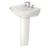 TOTO Supreme Oval Basin Pedestal Bathroom Sink with CeFiONtect for 8 Inch Center Faucets, Colonial White, Vitreous China, LPT241.8G#11