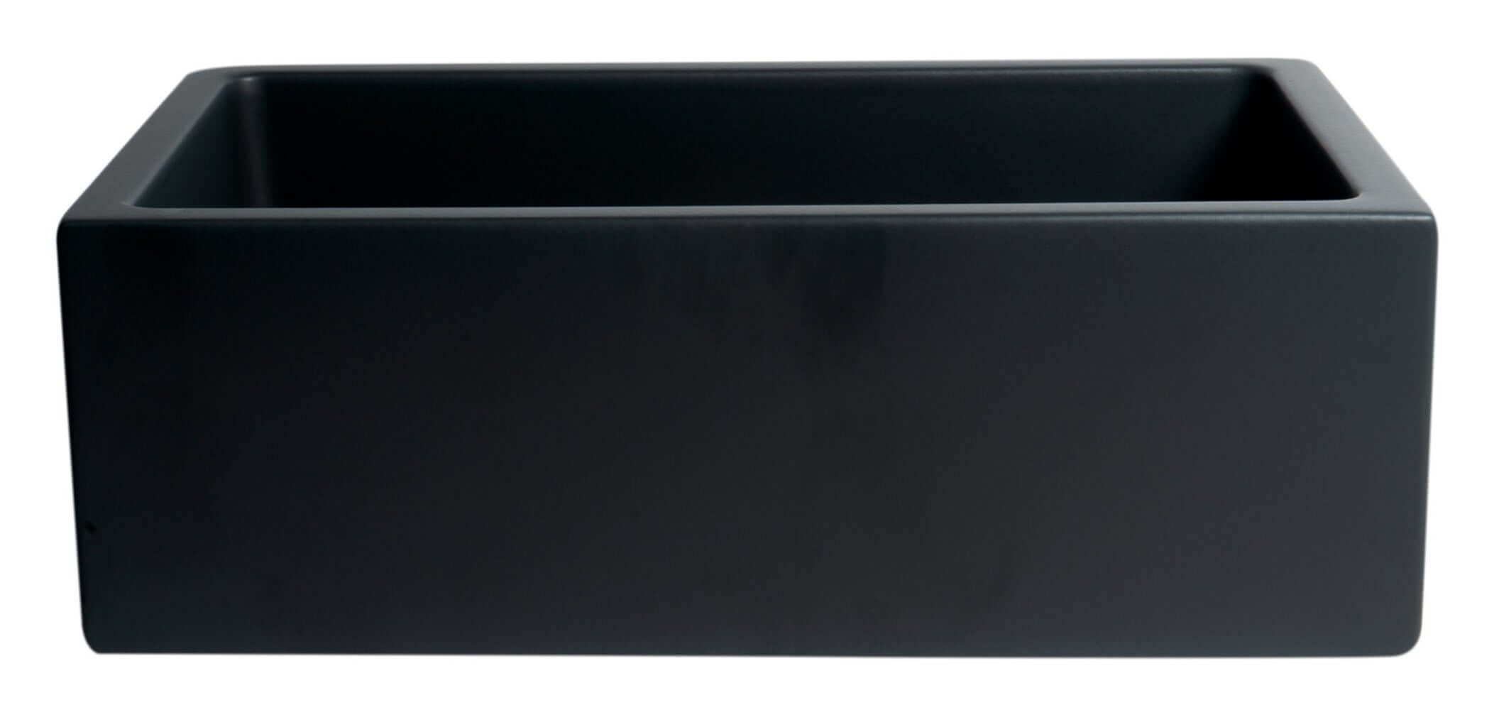 ALFI brand 30" Fireclay Farmhouse Sink, Black Matte, No Faucet Hole, AB3018HS-BM