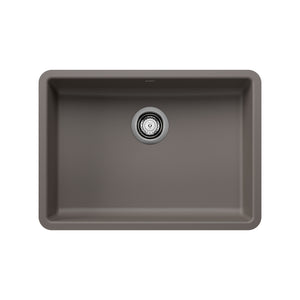 Alternate Image for Blanco Precis 25" Undermount Silgranit Kitchen Sink, Volcano Gray, No Faucet Hole, 443119