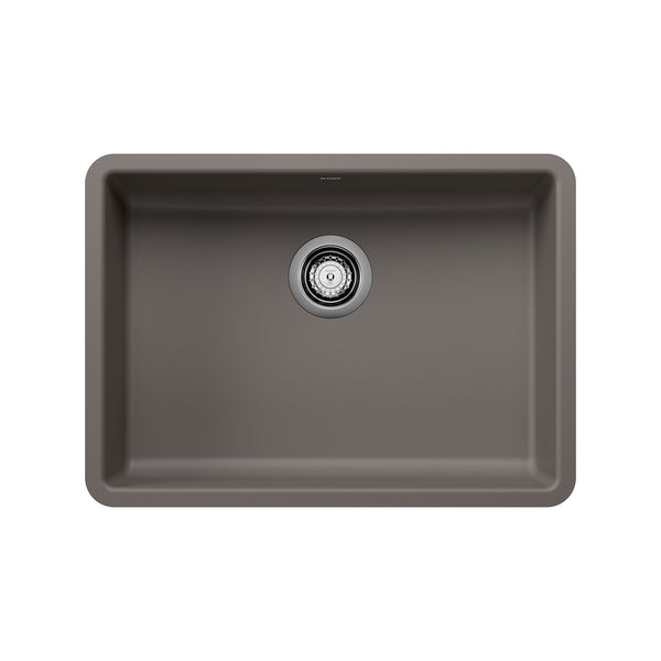 Blanco Precis 25" Undermount Silgranit Kitchen Sink, Volcano Gray, No Faucet Hole, 443119