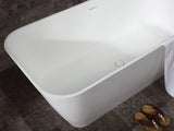 ALFI brand 68" Solid Surface Smooth Resin Free Standing Rectangle Soaking Bathtub, White Matte, AB9952