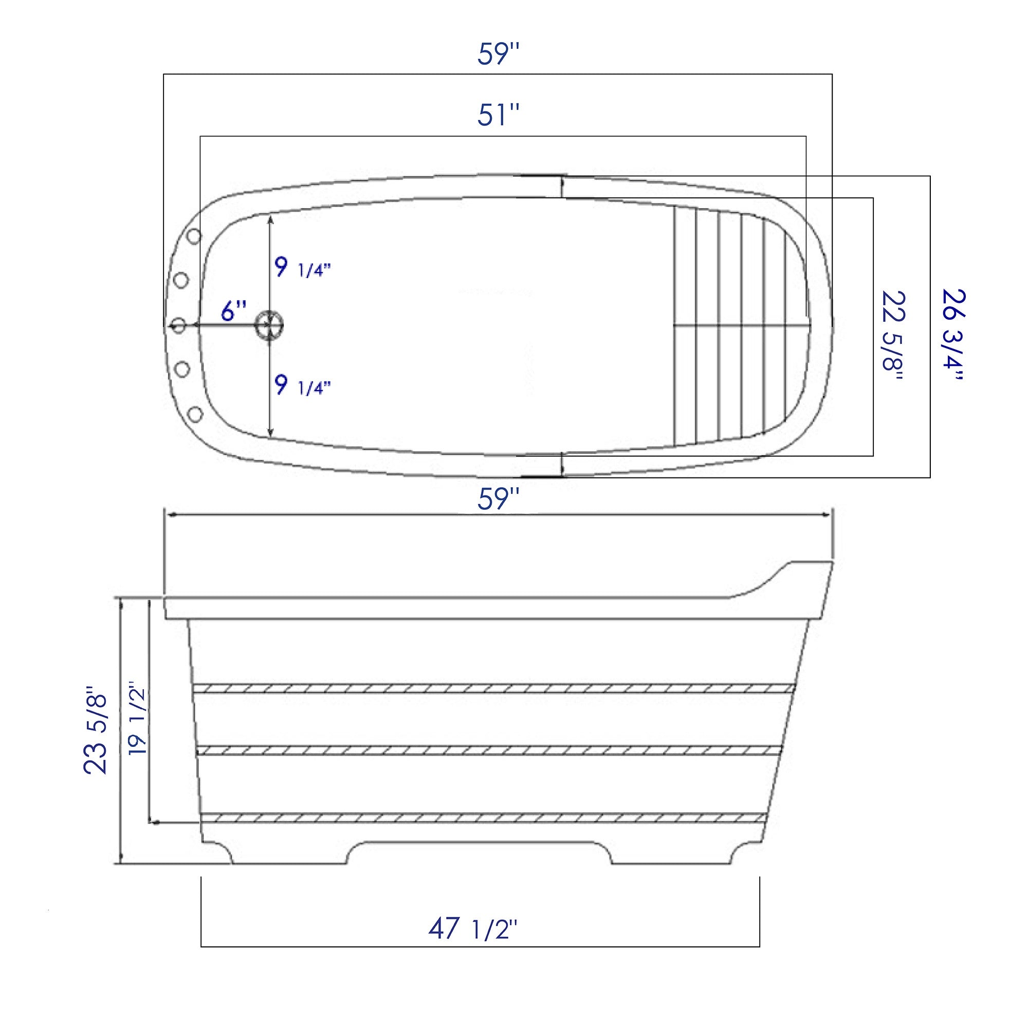 Alternative View of ALFI brand 59" Rubber Wood Free Standing Rectangle Bathtub with Chrome Tub Filler, Natural Wood, AB1148