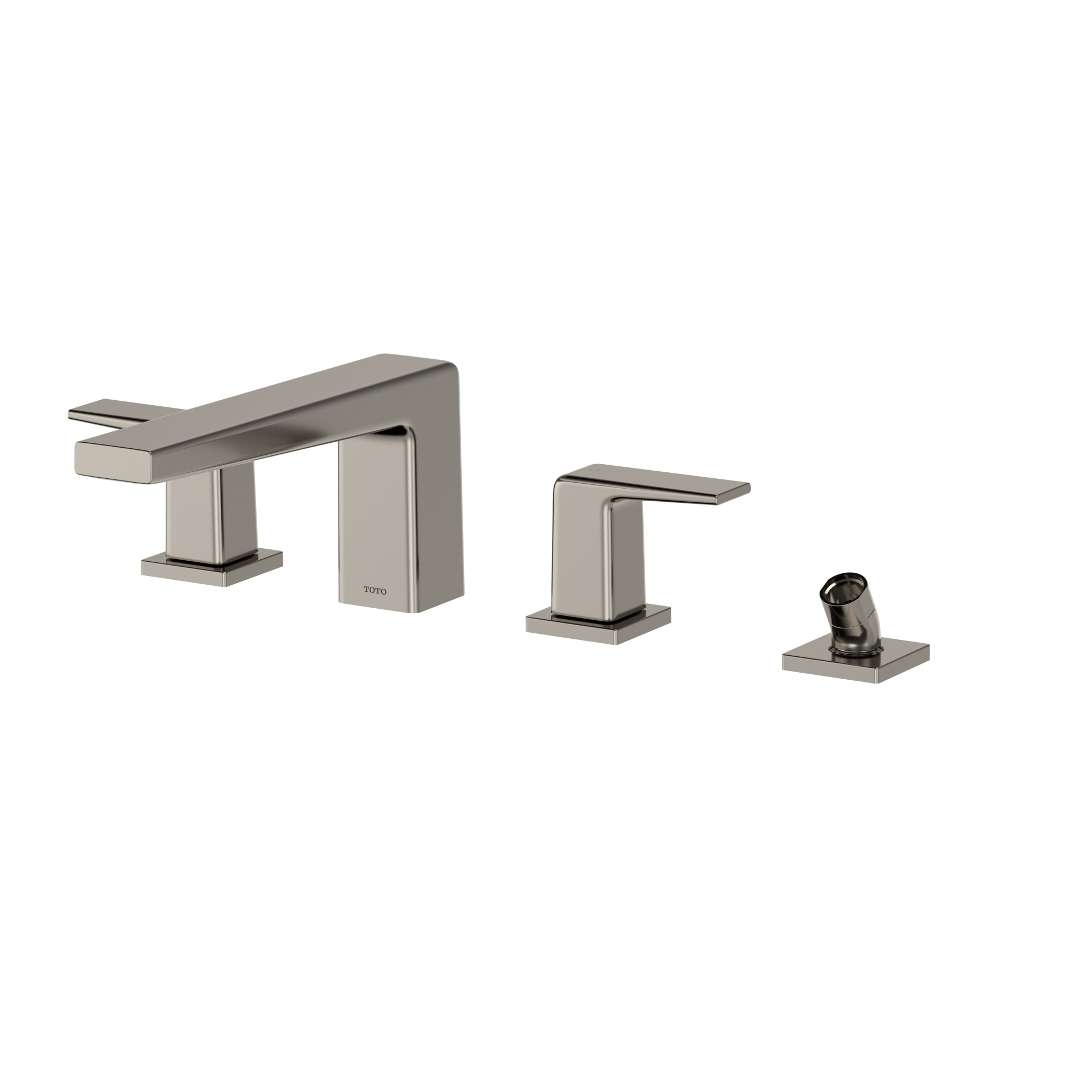 TOTO GB Two-Handle Deck-Mount Roman Tub Filler Trim with Handshower, Polished Nickel, Brass, TBG10202U#PN