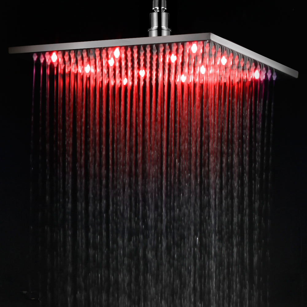 ALFI brand LED12S-BN Brushed Nickel 12" Square Multi Color LED Rain Shower Head, Brass